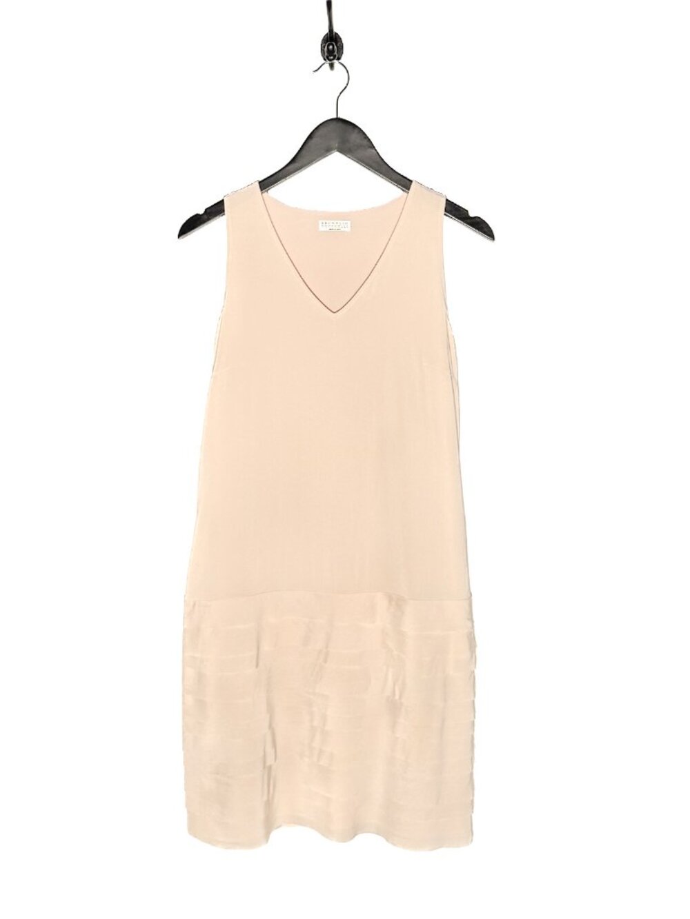 Brunello Cucinelli Light Peach Silk Pleat Accents Sleeveless Dress